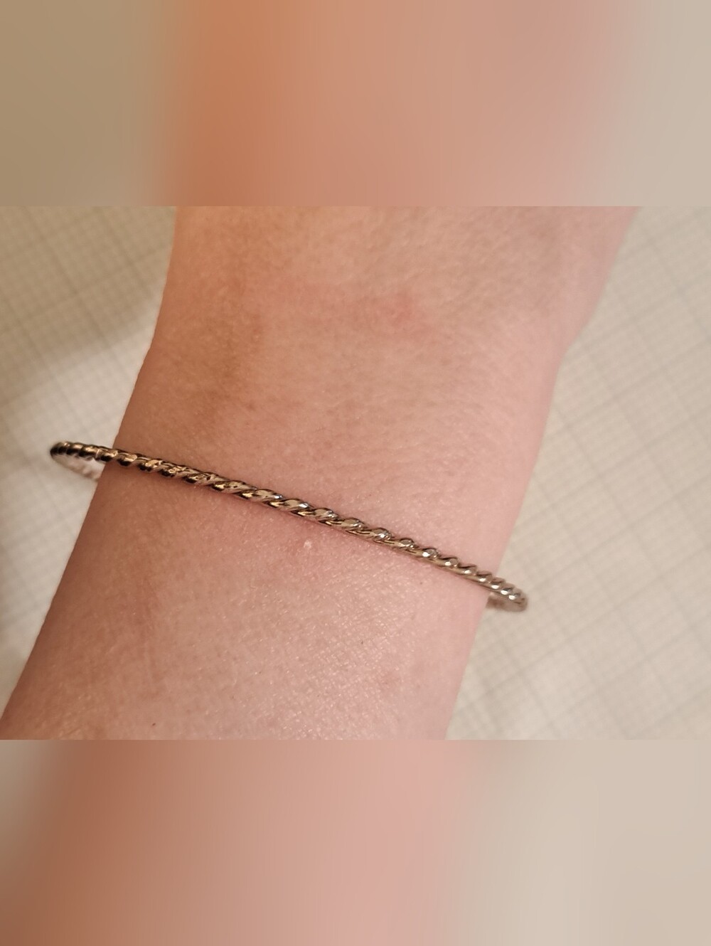 Flattened Twisted Rope Chain Bracelet - Silver Tone
